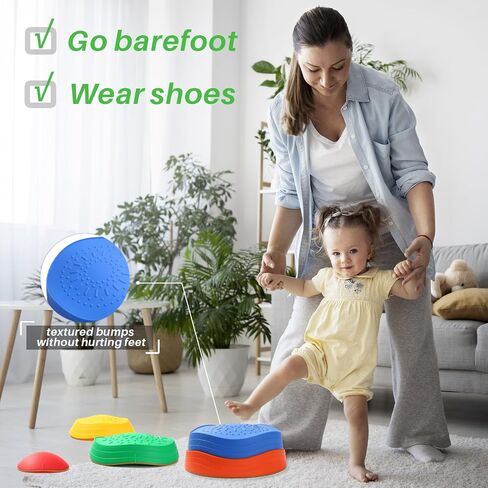 Balance Stepping Stones for Kids - 5pcs Vibrant and Nature-Themed Sensory Toys to Encourage Toddlers Balance & Gross Motor Skills for Indoor and Outdoor Play in Kuwait