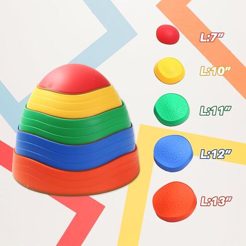 Balance Stepping Stones for Kids - 5pcs Vibrant and Nature-Themed Sensory Toys to Encourage Toddlers Balance & Gross Motor Skills for Indoor and Outdoor Play in Kuwait