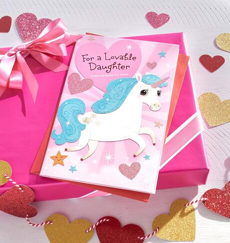 American Greetings Unicorn Valentines Day Card for Daughter with Stickers (Magical Moments) in Saudi Arabia