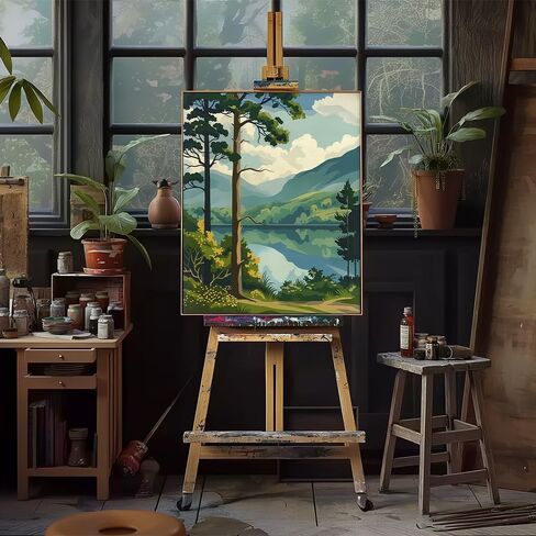 Natuyalo Paint by Numbers Kit for Adults - Forest Landscape Paint by Number on Canvas Without Frame, DIY Acrylic Painting for Ideal Gift Home Wall Decor (16x20 Inch) in Kuwait
