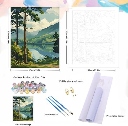 Natuyalo Paint by Numbers Kit for Adults - Forest Landscape Paint by Number on Canvas Without Frame, DIY Acrylic Painting for Ideal Gift Home Wall Decor (16x20 Inch) in Kuwait