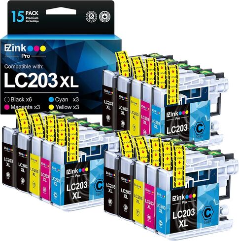 E-Z Ink Pro LC203 خراطيش حبر متوافقة مع Brother LC203XL LC201 XL لاستخدامها مع MFC-J4420DW MFC-J885DW MFC-J880DW MFC-J485DW MFC-J4620DW (Black ، Cyan ، Magenta ، أصفر ، أصفر ، أصفر ، أصفر ، أصفر ، صفراء ، أصفر ، أصفر ، أصفر ، أصفر ، أصفر ، أصفر ، أصفر ، أ in Kuwait