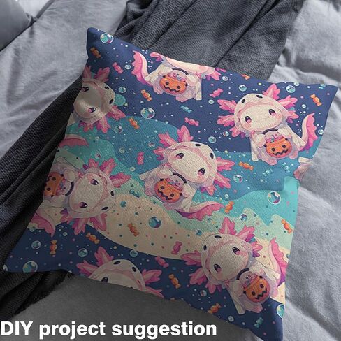 jejeloiu Kids Cute Axolotl Fabric by The Yard 1 Yard Cartoon Pumpkin Salamander Upholstery Fabric for Chairs Sofa Couch Kawaii Ocean Sealife Decorative Fabric Fantasy Bubble DIY Reupholstery Fabric in Saudi Arabia
