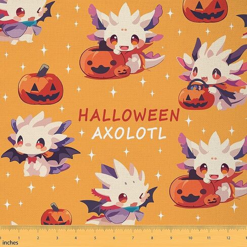 jejeloiu Kids Cute Axolotl Fabric by The Yard 1 Yard Cartoon Pumpkin Salamander Upholstery Fabric for Chairs Sofa Couch Kawaii Ocean Sealife Decorative Fabric Fantasy Bubble DIY Reupholstery Fabric in Saudi Arabia