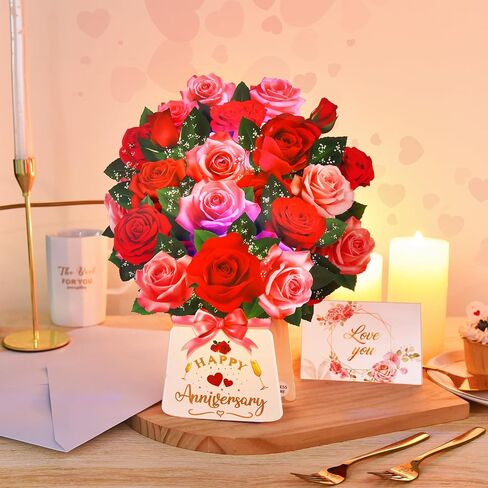 Pop Up Birthday Card with Music & Lights, 3D Pull-Out Flying Hummingbird Flower Bouquet Greeting Card, Elegant Floral Birthday Keepsake Gift with Envelope for Women Wife Mom Sister Friends Her in Kuwait