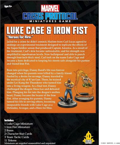 Marvel Crisis Protocol Luke Cage and Iron Fist Pack | المنمنمات معركة لعبة | لعبة الإستراتيجية للبالغين والمراهقين | الأعمار 14+ | 2 لاعبين | متوسط. وقت اللعب 90 دقيقة | صنعت من قبل الألعاب الجماهيرية الذرية in Kuwait