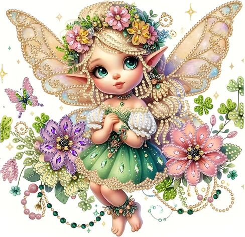 MOGTAA 5D Special Shape Diamond Art Kits for Beginners, Gnomes Diamond Painting Kits for Adults, Flowers Crystal Rhinestones Diamond Painting Gem Art for Home Decor 12×12 Inch in Kuwait