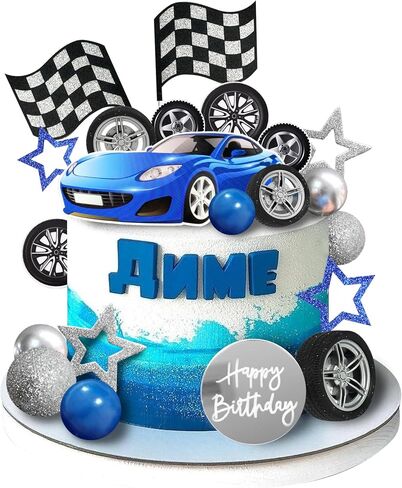 27 PCS Racing Wheel Cake Topper Tyre Cake Decorations for Man Boy Kid Birthday Party Racing Theme Party Race Car Party Favor Supplies (01) in Kuwait
