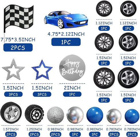 27 PCS Racing Wheel Cake Topper Tyre Cake Decorations for Man Boy Kid Birthday Party Racing Theme Party Race Car Party Favor Supplies (01) in Kuwait