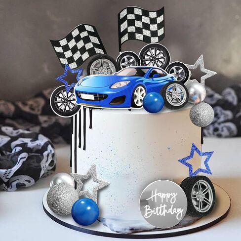 27 PCS Racing Wheel Cake Topper Tyre Cake Decorations for Man Boy Kid Birthday Party Racing Theme Party Race Car Party Favor Supplies (01) in Kuwait