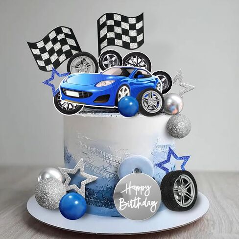 27 PCS Racing Wheel Cake Topper Tyre Cake Decorations for Man Boy Kid Birthday Party Racing Theme Party Race Car Party Favor Supplies (01) in Kuwait