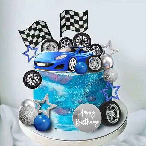 27 PCS Racing Wheel Cake Topper Tyre Cake Decorations for Man Boy Kid Birthday Party Racing Theme Party Race Car Party Favor Supplies (01) in Kuwait