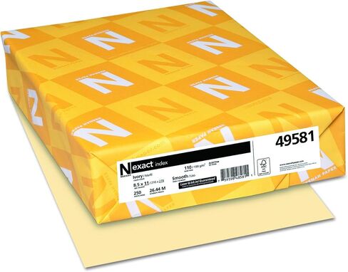 Neenah Paper 49581 مخزون بطاقة فهرس دقيق ، 110 رطل ، 8 1/2 × 11 ، العاج ، 250 ورقة in Kuwait