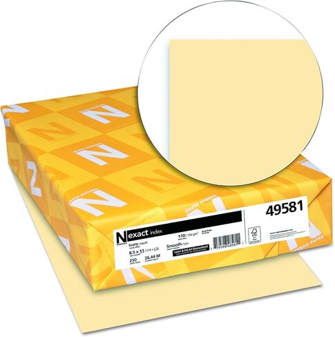 Neenah Paper 49581 مخزون بطاقة فهرس دقيق ، 110 رطل ، 8 1/2 × 11 ، العاج ، 250 ورقة in Kuwait