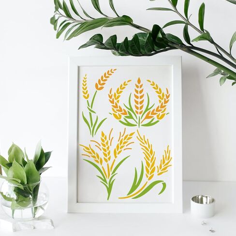Mayjoydiy A4 حجم القمح القمح stencil 11.7x8.3inch القمح ساق الطلاء القابلة لإعادة الاستخدام القابلة لإعادة الاستخدام مع قالب نمط القمح النباتية للطلاء للطلاء جدار ديكور المنزل الفني. in Kuwait