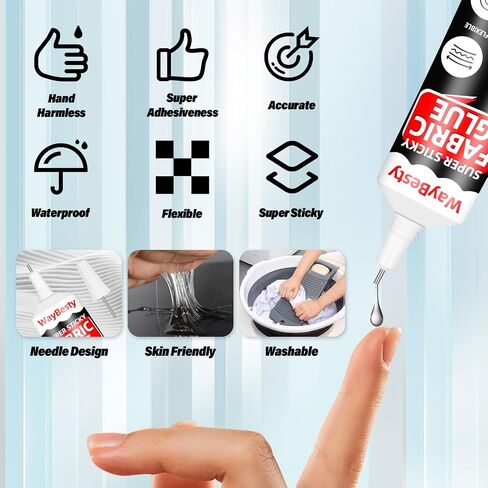 Fabric Glue, 110ml Fabric Glue Permanent Waterproof Fabric Glue for Clothing, All Fabrics, Clothes, Leather, Cotton, Flannel, Denim, Polyester, Doll Repair Fabric Adhesive in Kuwait