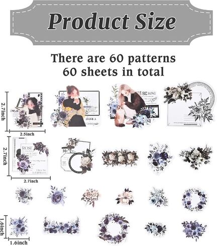 60 Pcs Scrapbook Stickers, Various Styles Stickers Aesthetic, Girl Series Junk Journal Supplies for Journaling Scrapbooking Planners Diary (Multicolor) in Saudi Arabia