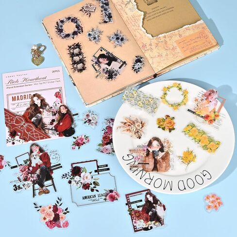60 Pcs Scrapbook Stickers, Various Styles Stickers Aesthetic, Girl Series Junk Journal Supplies for Journaling Scrapbooking Planners Diary (Multicolor) in Saudi Arabia