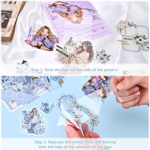 60 PCS Scrapbook ملصقات ، ملصقات مختلفة من الأنماط الجمالية ، Series Series Junk Journal Supplies لمحطات Scrapbooking Journals (Multicolor) in Kuwait