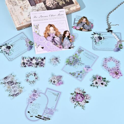 60 PCS Scrapbook ملصقات ، ملصقات مختلفة من الأنماط الجمالية ، Series Series Junk Journal Supplies لمحطات Scrapbooking Journals (Multicolor) in Kuwait