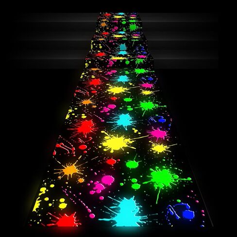Haull 236 × 39 بوصة Neon Light Up Dance Floor Flain Runner Glow في The Dark Blacklight Neon Party Decorations UV Reactive Fluorder Runner for Holiday Party Favors (Rectangles) in Kuwait