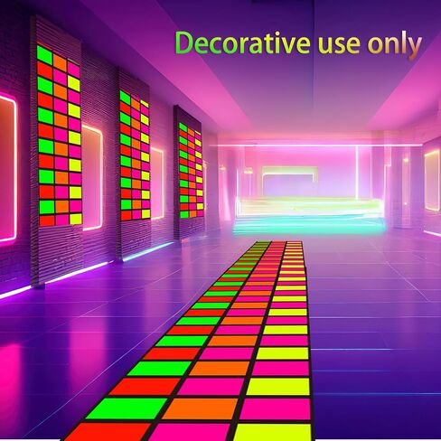 Haull 236 × 39 بوصة Neon Light Up Dance Floor Flain Runner Glow في The Dark Blacklight Neon Party Decorations UV Reactive Fluorder Runner for Holiday Party Favors (Rectangles) in Kuwait
