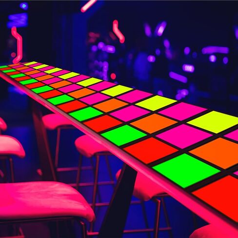 Haull 236 × 39 بوصة Neon Light Up Dance Floor Flain Runner Glow في The Dark Blacklight Neon Party Decorations UV Reactive Fluorder Runner for Holiday Party Favors (Rectangles) in Kuwait
