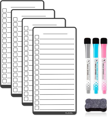 Magnetic Dry Erase List Board Set for Fridge, Dry Erase to Do List & Grocery List Refrigerator Whiteboard - Set of 4, 3 Markers + Eraser in Saudi Arabia