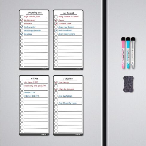 Magnetic Dry Erase List Board Set for Fridge, Dry Erase to Do List & Grocery List Refrigerator Whiteboard - Set of 4, 3 Markers + Eraser in Saudi Arabia