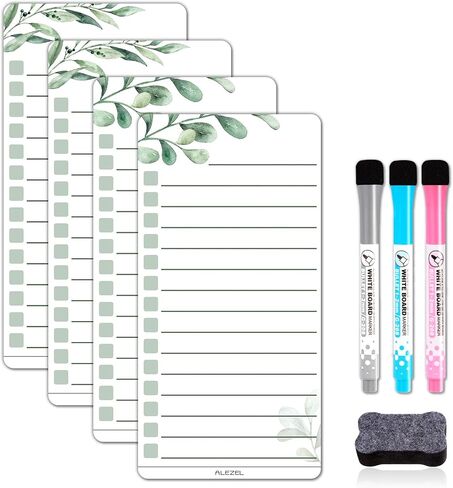 Magnetic Dry Erase List Board Set for Fridge, Dry Erase to Do List & Grocery List Refrigerator Whiteboard - Set of 4, 3 Markers + Eraser in Saudi Arabia