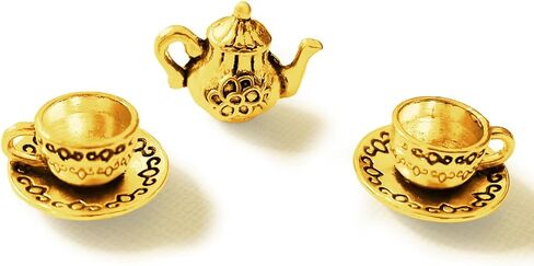 3 PCS Teapot Tea Cup Set Dollhouse Miniature Tea Cup مجموعة عتيقة مقهى المطبخ الملحقات ، قلادة سحر لصنع المجوهر in Kuwait