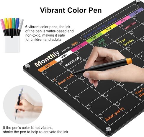Acrylic Magnetic Dry Erase Board for Fridge, 2-Pack Monthly & Weekly Calendar Planner Note Blackboard Set for Refrigerator/Wall/Glass/Kitchen, 7 Colors Markers (16"x12") in Saudi Arabia