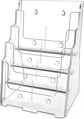 MaxGear Acrylic Brochure Holder 8.5 x 11 inch, 4 Tier Clear Literature Organizer Magazine Stand Display with Removable Divider for 4 x 9 inch Brochures, Pamphlet, Wall Mount or Countertop in Saudi Arabia