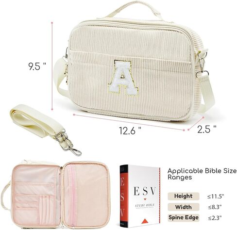 Bible Covers for Women, Initial Personalized Bible Carrying Case, Large Bible Study Bag, Bible Accessories for Girls in Saudi Arabia