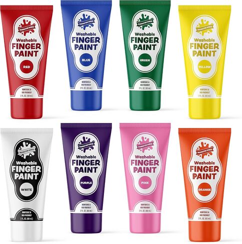 Washable Finger Paint for Kids, Variety 8 Pack | Nontoxic, Washable Toddler Paint Set for Kids | Easy-to-Squeeze Tubes for Less Mess | Vibrant Colors Perfect for Toddler Art Supplies in Saudi Arabia