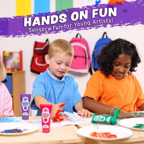 Washable Finger Paint for Kids, Variety 8 Pack | Nontoxic, Washable Toddler Paint Set for Kids | Easy-to-Squeeze Tubes for Less Mess | Vibrant Colors Perfect for Toddler Art Supplies in Saudi Arabia