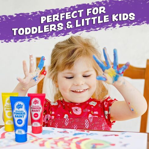 Washable Finger Paint for Kids, Variety 8 Pack | Nontoxic, Washable Toddler Paint Set for Kids | Easy-to-Squeeze Tubes for Less Mess | Vibrant Colors Perfect for Toddler Art Supplies in Saudi Arabia