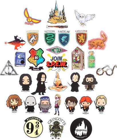 Conquest Journals Harry Potter Variety Vinyl Decals, Set of Unique Decal Stickers, 5 Holograms, Waterproof, UV & Scratch Resistant, Great for Gadgets, Officially Licensed (White Vinyl, 60-Pack) in Kuwait