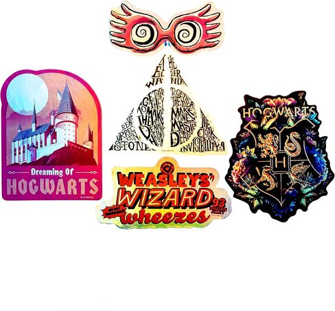 Conquest Journals Harry Potter Variety Vinyl Decals, Set of Unique Decal Stickers, 5 Holograms, Waterproof, UV & Scratch Resistant, Great for Gadgets, Officially Licensed (White Vinyl, 60-Pack) in Kuwait