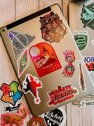 Conquest Journals Harry Potter Variety Vinyl Decals, Set of Unique Decal Stickers, 5 Holograms, Waterproof, UV & Scratch Resistant, Great for Gadgets, Officially Licensed (White Vinyl, 60-Pack) in Kuwait