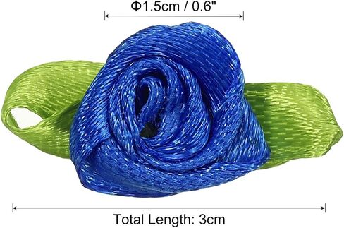 PATIKIL 15mm Tiny Satin Ribbon Rose, 250 Pcs Fabric Flowers Embellishments Rosettes Applique with Green Leaves for DIY Crafts Wedding Decor, Pink in Saudi Arabia