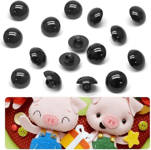 15 mm Black Safety Eyes Buttons Plastic Mushroom Domed Round Button Sewing Craft Eyes Buttons for Bear Doll Sweaters Plush Animal Toy(100 Pcs) in Saudi Arabia