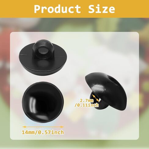 15 mm Black Safety Eyes Buttons Plastic Mushroom Domed Round Button Sewing Craft Eyes Buttons for Bear Doll Sweaters Plush Animal Toy(100 Pcs) in Saudi Arabia
