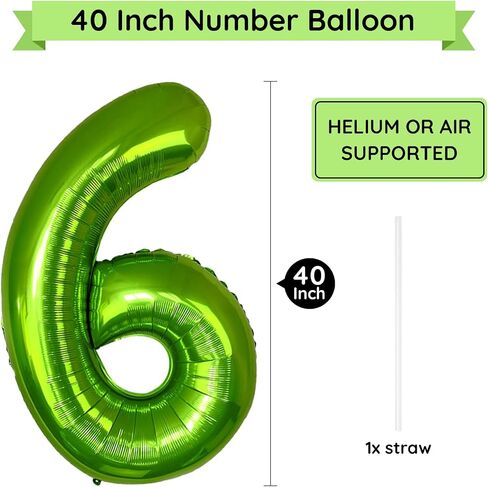 Rainbow Number 6 Balloon, 40 Inch Large Number Foil Mylar Balloons for 6th Girl Boy Birthday Party Celebration Decorations Supplies, Digital Balloons for Wedding Anniversary Events Decora in Saudi Arabia