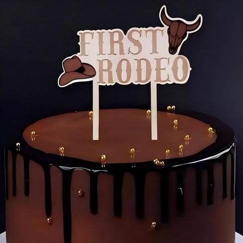 My First Rodeo Wooden Cake Topper - First Rodeo Birthday Decorations,Cowboy Western First Birthday Cake Decorations,First Rodeo One Smash Cake (First Rodeo Topper) in Saudi Arabia