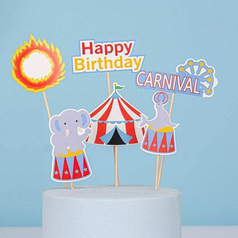 DIY Happy Birthday Circus Carnival Theme Cake Decoration Set For Kids Party Decoration Clown Elephant Lion Balloon Props in Saudi Arabia