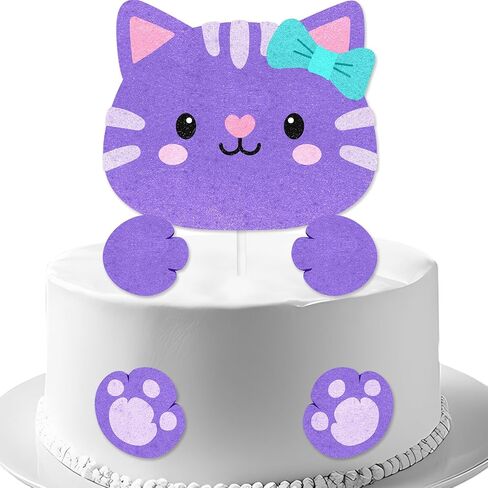Cute Pet Cat Cake Toppers for Kids Happy Birthday Cake Decorations 7-Piece Set, Boys and Girls Birthday Party, Baby Shower, Cats and Dogs Pet Party Paw Print Decorations, Great Gift for Child.LIANGSS in Kuwait