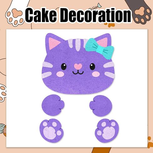 Cute Pet Cat Cake Toppers for Kids Happy Birthday Cake Decorations 7-Piece Set, Boys and Girls Birthday Party, Baby Shower, Cats and Dogs Pet Party Paw Print Decorations, Great Gift for Child.LIANGSS in Kuwait