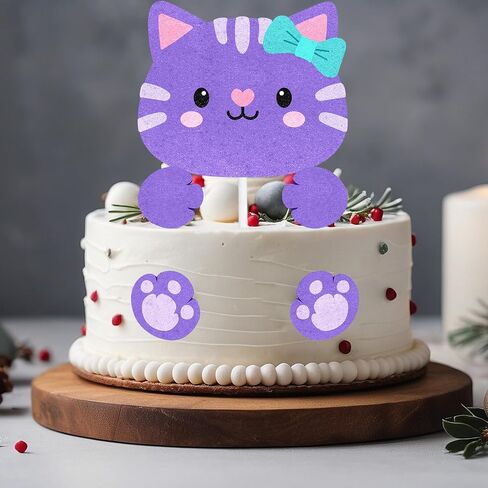 Cute Pet Cat Cake Toppers for Kids Happy Birthday Cake Decorations 7-Piece Set, Boys and Girls Birthday Party, Baby Shower, Cats and Dogs Pet Party Paw Print Decorations, Great Gift for Child.LIANGSS in Kuwait
