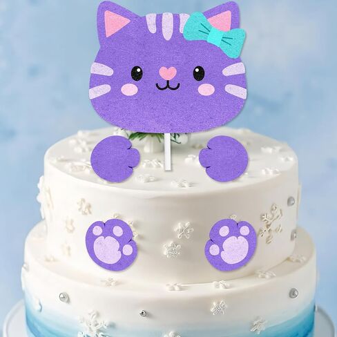 Cute Pet Cat Cake Toppers for Kids Happy Birthday Cake Decorations 7-Piece Set, Boys and Girls Birthday Party, Baby Shower, Cats and Dogs Pet Party Paw Print Decorations, Great Gift for Child.LIANGSS in Kuwait